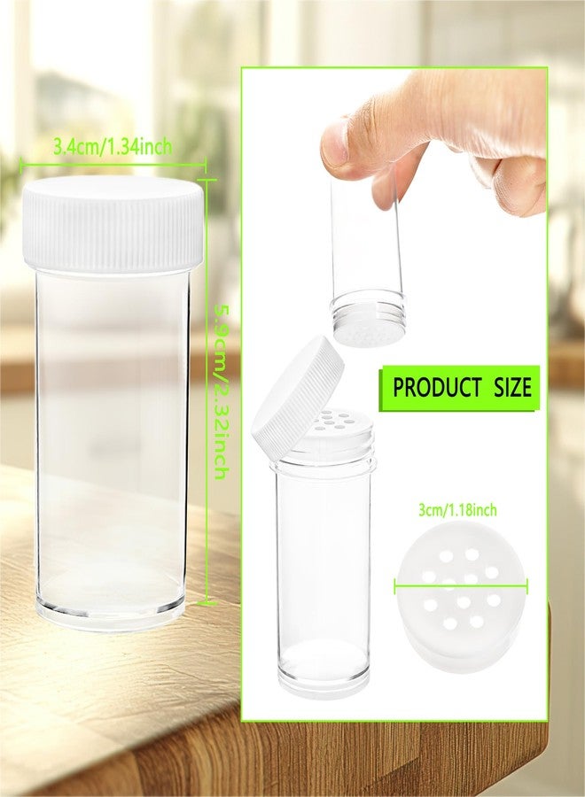Conagel 40 Pack 1 oz Mini Plastic Spice Jars with White Caps Clear Empty Small Seasoning Containers Spice Bottles with Sifters for Kitchen and Home Storing Seasoning - Image 2